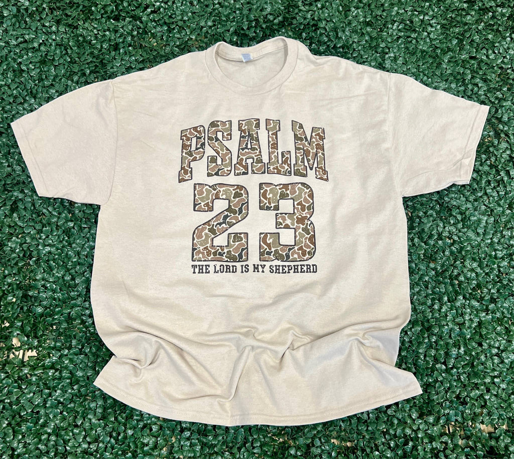 Grunge Camo Psalm 23 On Sand Tee