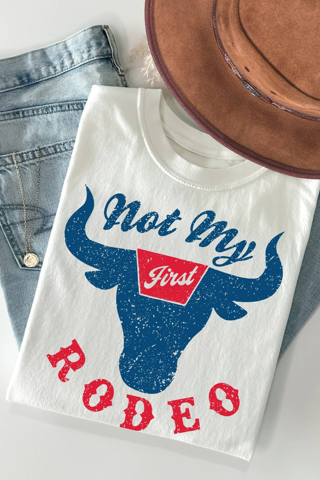 Not My Rodeo Graphic Print Short Sleeve Loose Top
