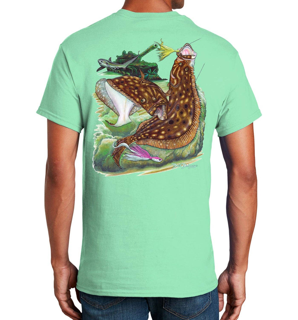 Men's Flounder Reef Short Sleeve Mint Cotton T-Shirt