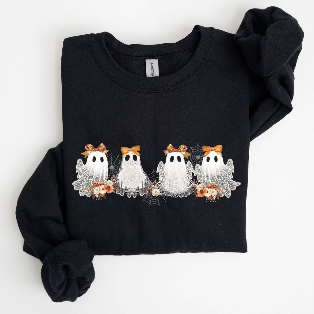 Cute Ghosts, Lace, Halloween, Girly Ribbon Spooky Sweatshirt