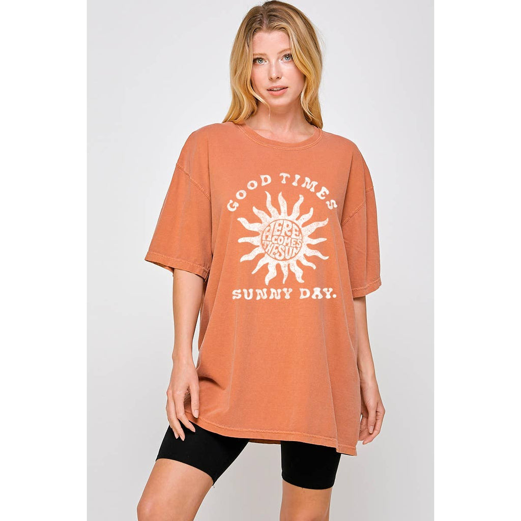 Good Times Sunny Day Vintage Graphic Oversized Tee