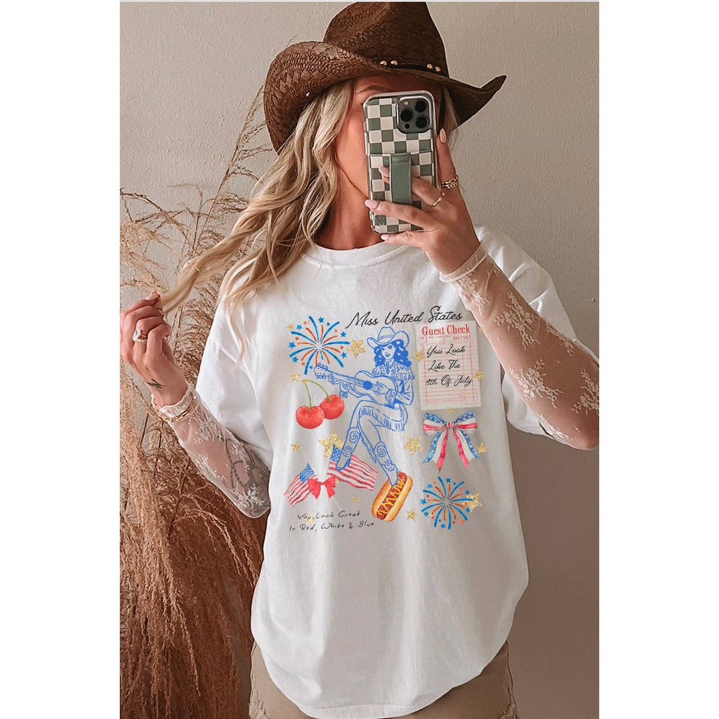 Miss United State Vintage Graphic Oversized Tee