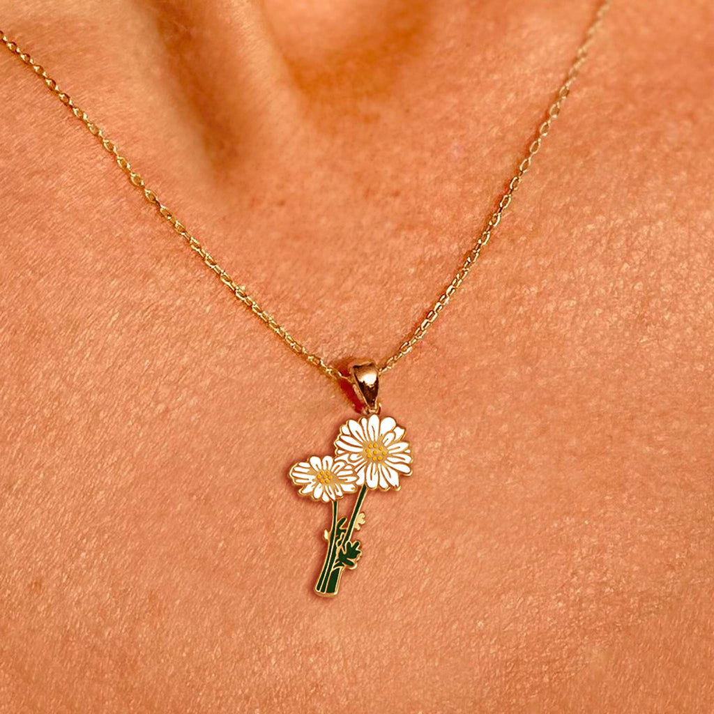 Daisy Birth Flower Necklace April Birth Flower Pendant