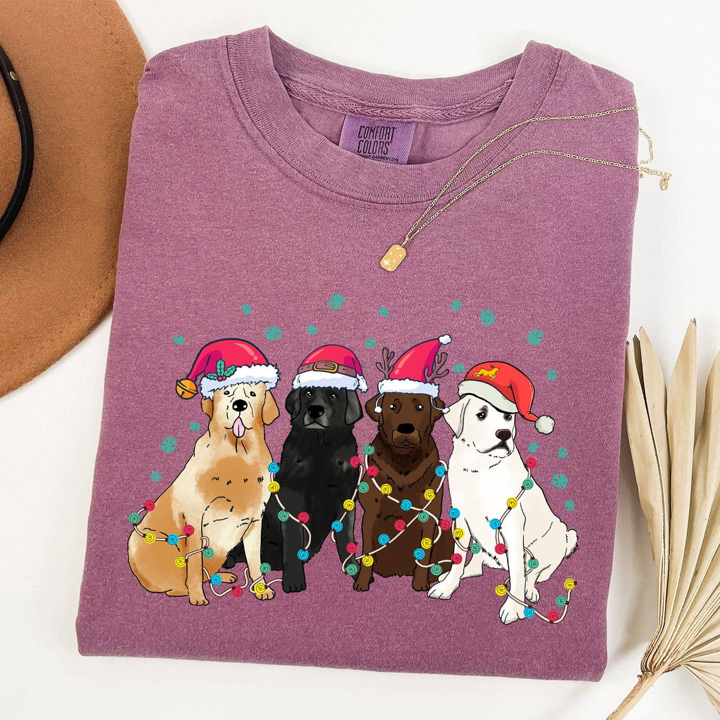 Christmas Dogs, Puppies, Dog Lovers, Santa Xmas Tshirt