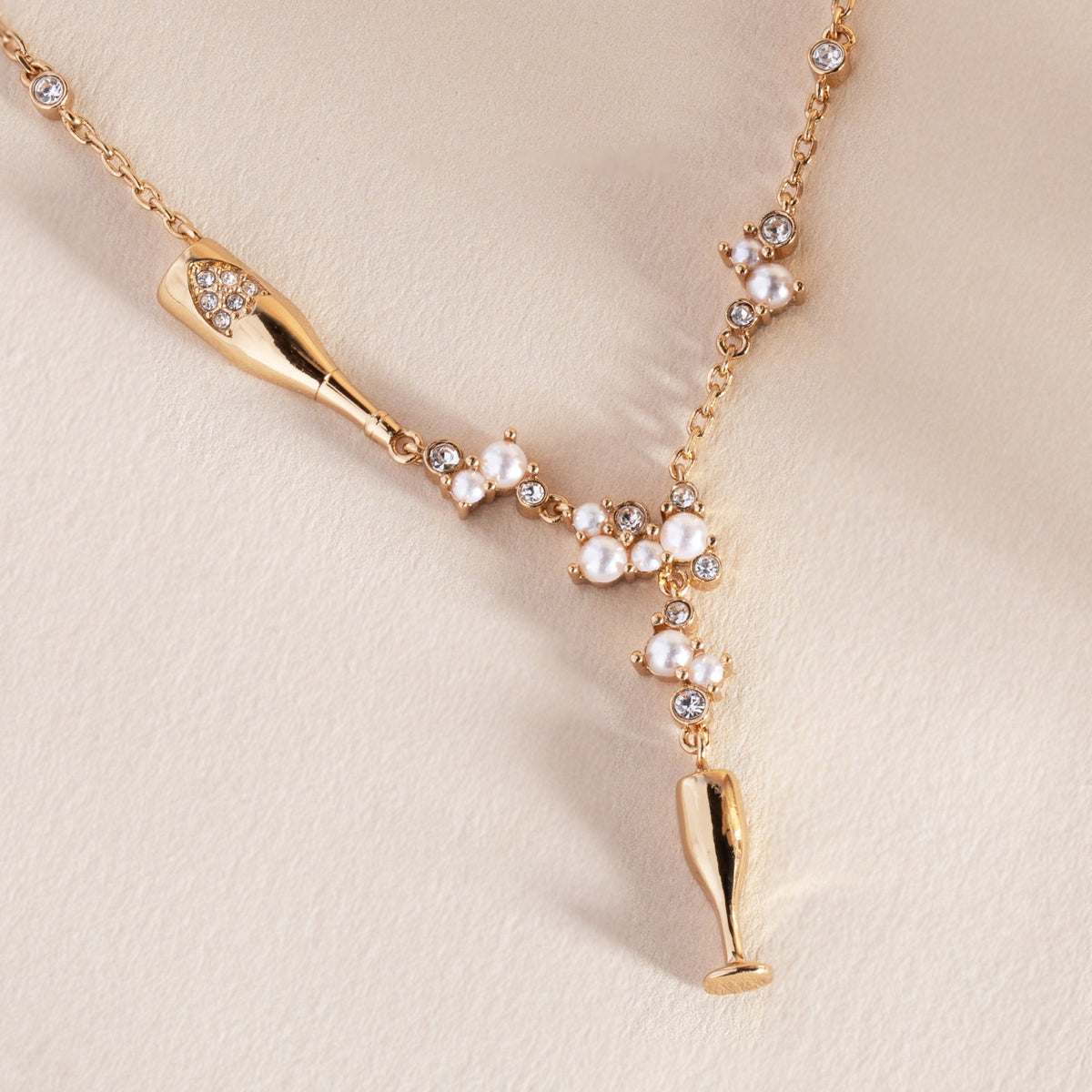 Champagne Pearl & Crystal Pendant Necklace T-Shirts