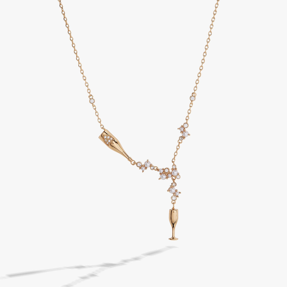 Champagne Pearl & Crystal Pendant Necklace T-Shirts