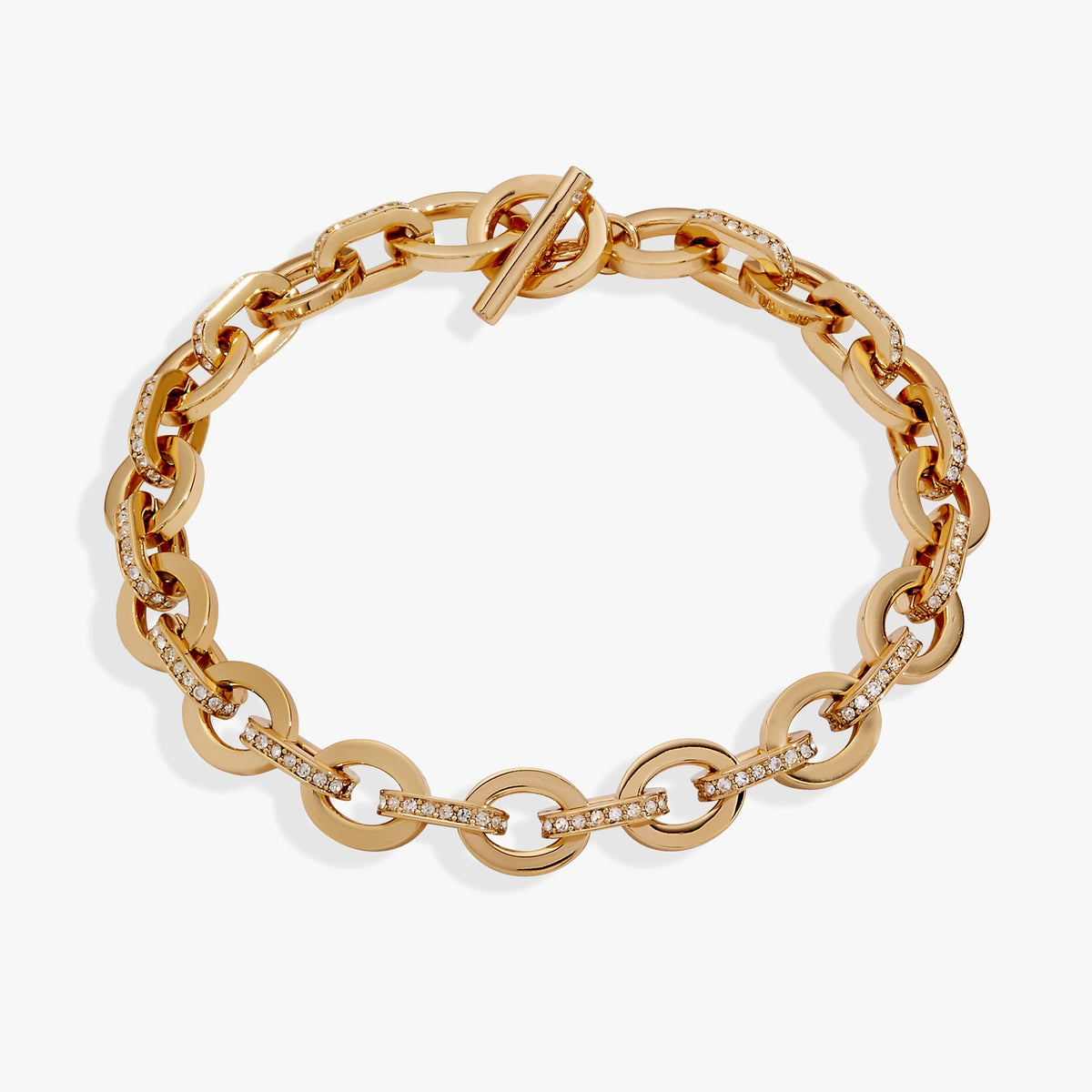Delicate Oval Link Crystal Chain Toggle Bracelet T-Shirts