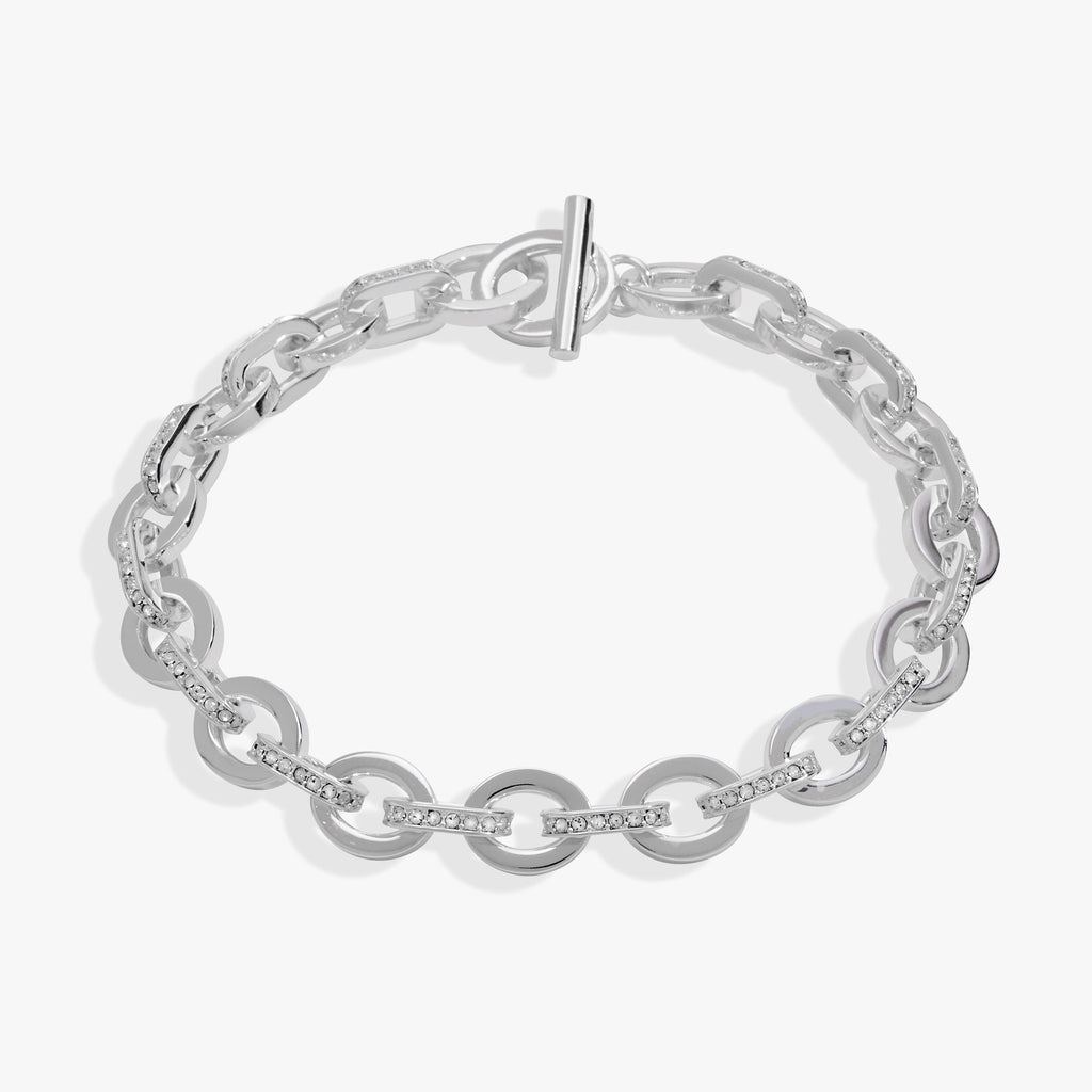 Delicate Oval Link Crystal Chain Toggle Bracelet T-Shirts