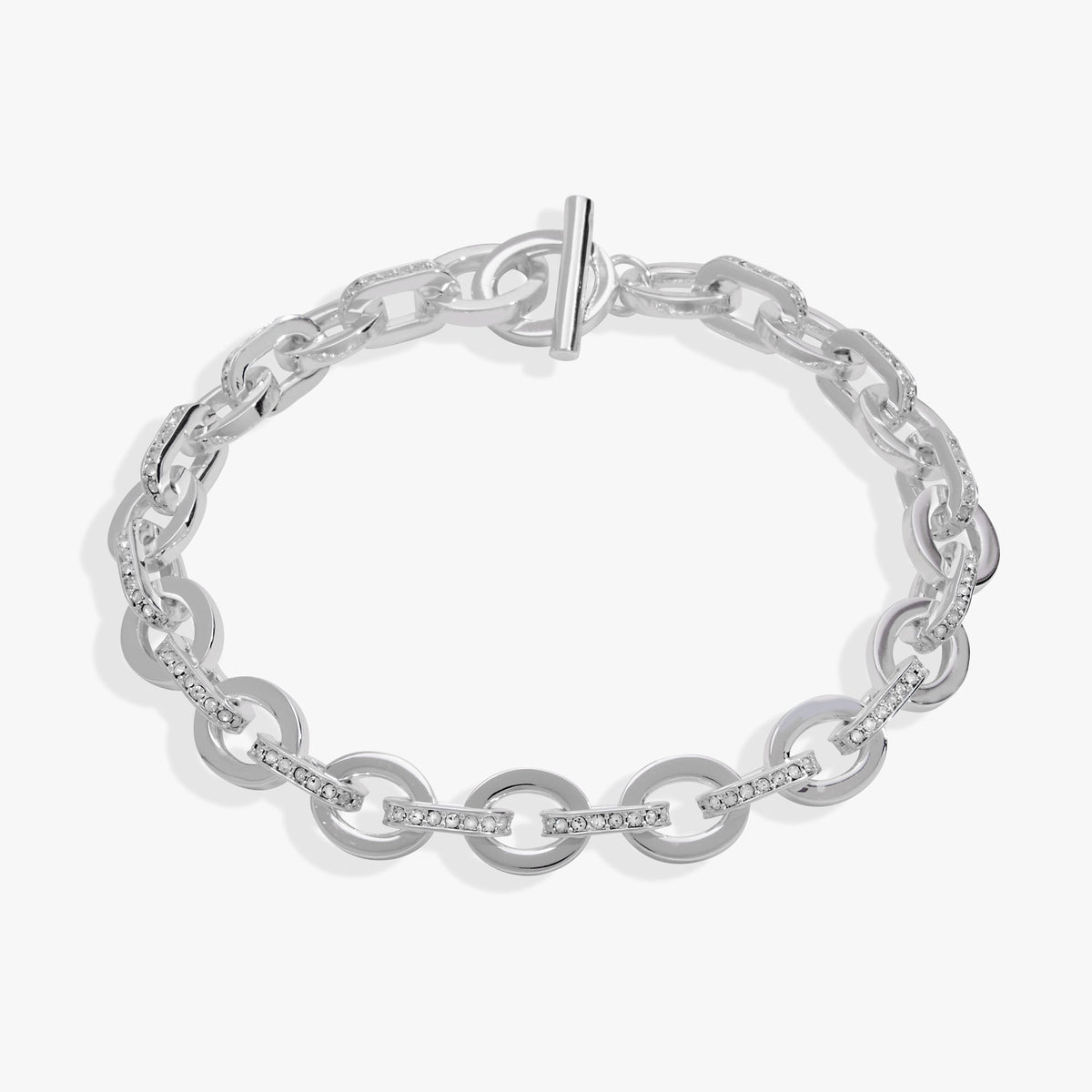 Delicate Oval Link Crystal Chain Toggle Bracelet T-Shirts