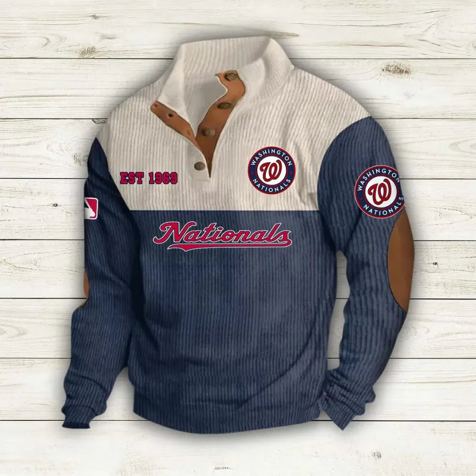 Washington Nationals Corduroy Stand Collar Sweatshirt