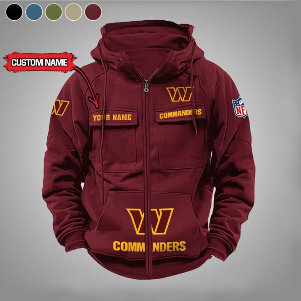 Washington Commanders Vintage Men's Cargo Zip Hoodie