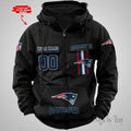 New England Personalized Football Vintage Cargo Zip Hoodie