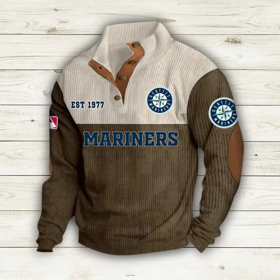 Seattle Mariners Corduroy Stand Collar Sweatshirt
