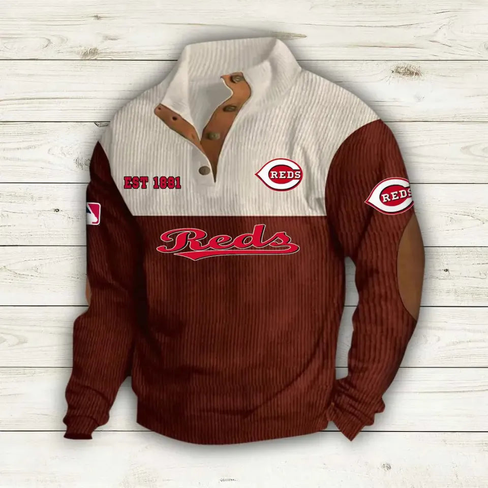 Cincinnati Reds Corduroy Stand Collar Sweatshirt