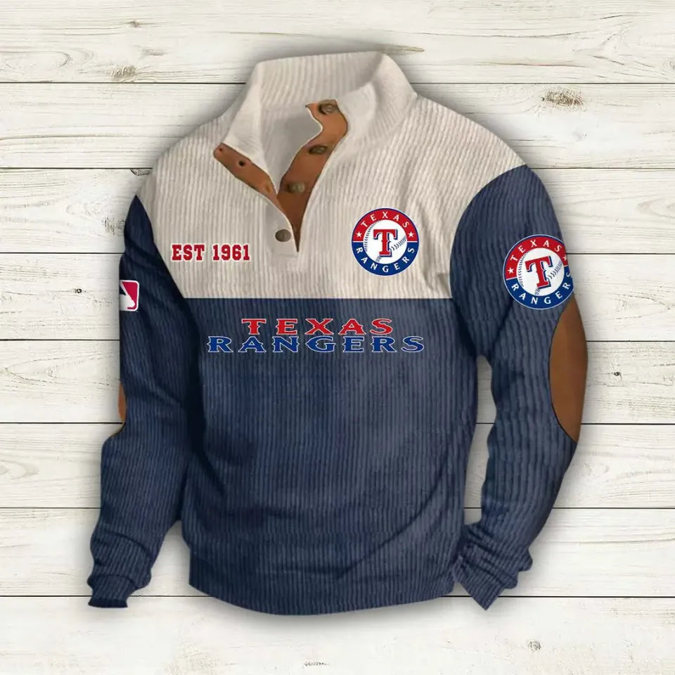 Texas Rangers Corduroy Stand Collar Sweatshirt