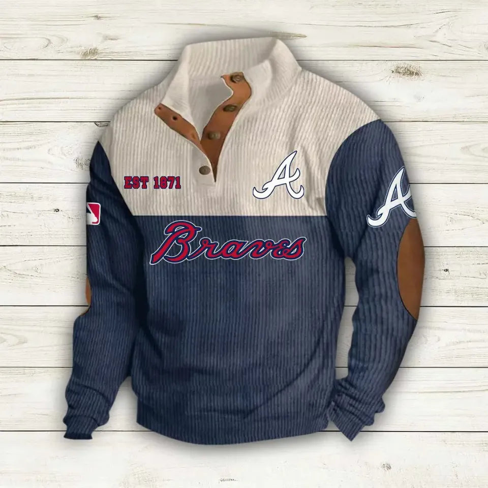 Atlanta Braves Corduroy Stand Collar Sweatshirt
