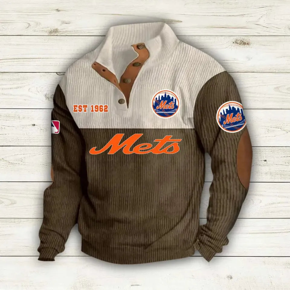 New York Mets Corduroy Stand Collar Sweatshirt