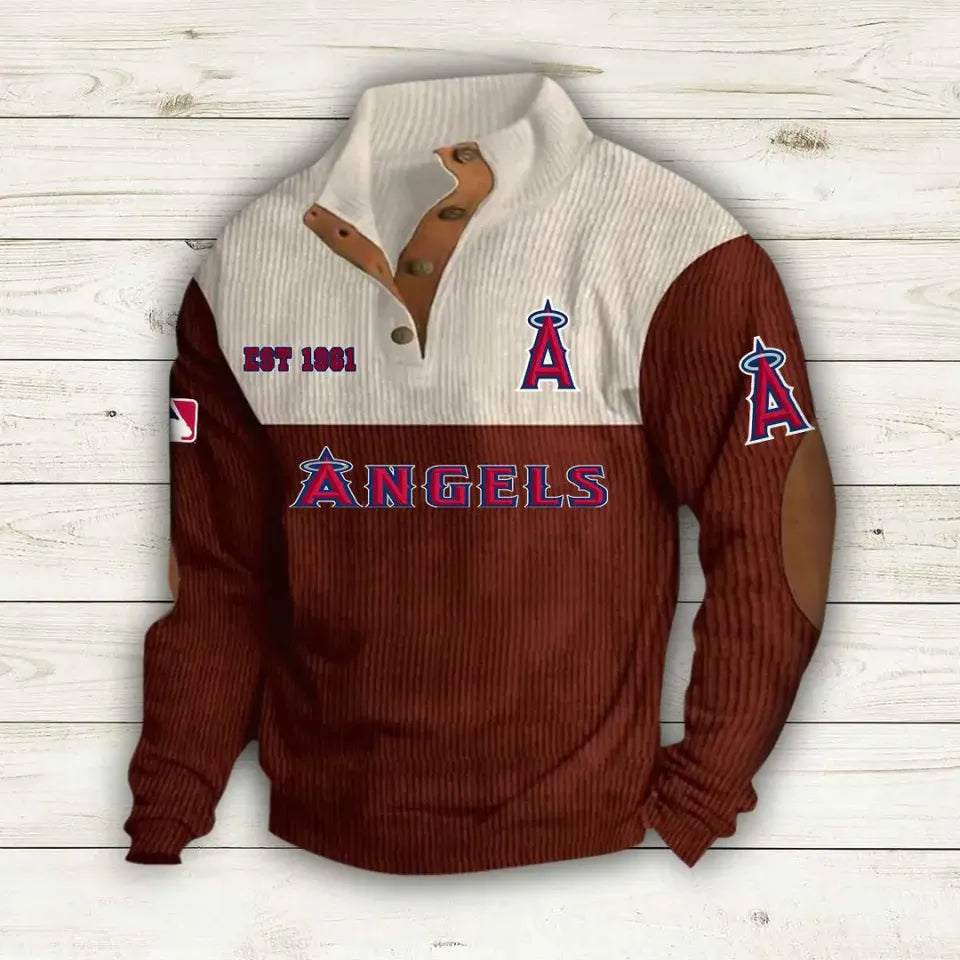 Los Angeles Angels Corduroy Stand Collar Sweatshirt