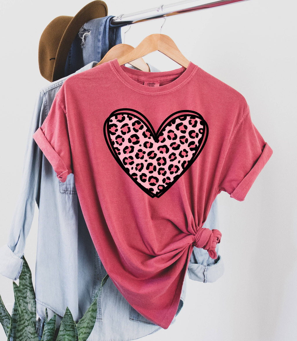 Heart Pink Leopard Print T-Shirt