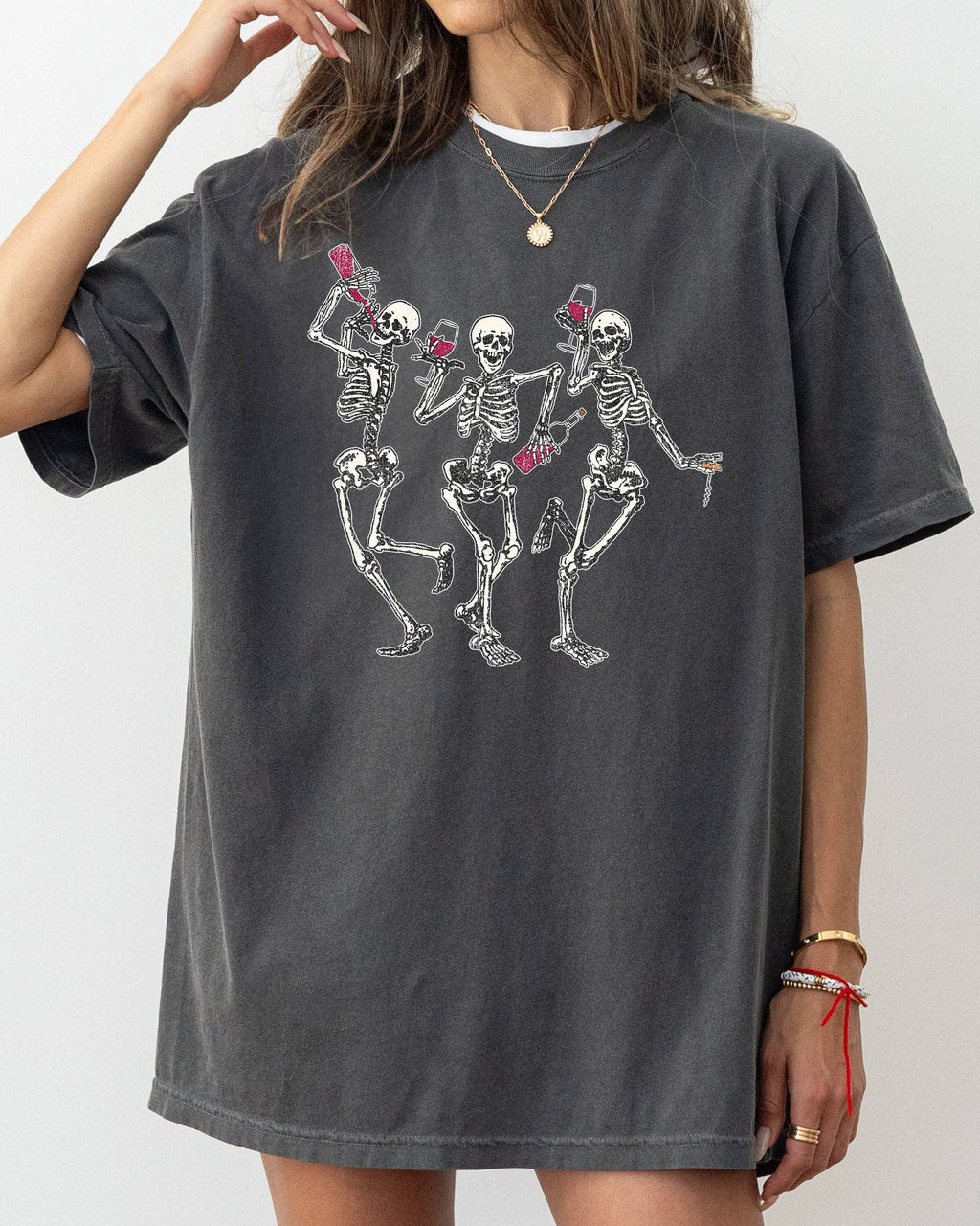 Dancing Skeletons, Wine, Funny, Ghost, Halloween T-Shirt