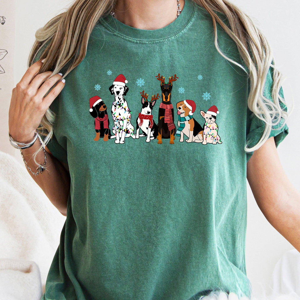 Christmas Dogs, Frenchie, Dog Lovers, Santa, Pet T-Shirt