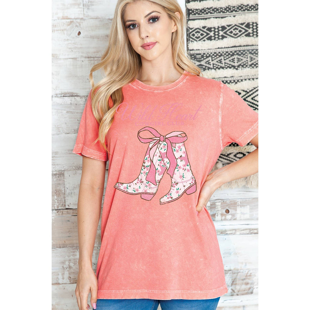 Wild Heart Cowgirl Club Short Sleeve Mineral Wash T Shirt