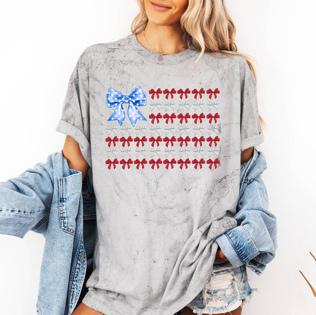 Patriotic Bows, Flag, USA, America, Color Blast Tshirt