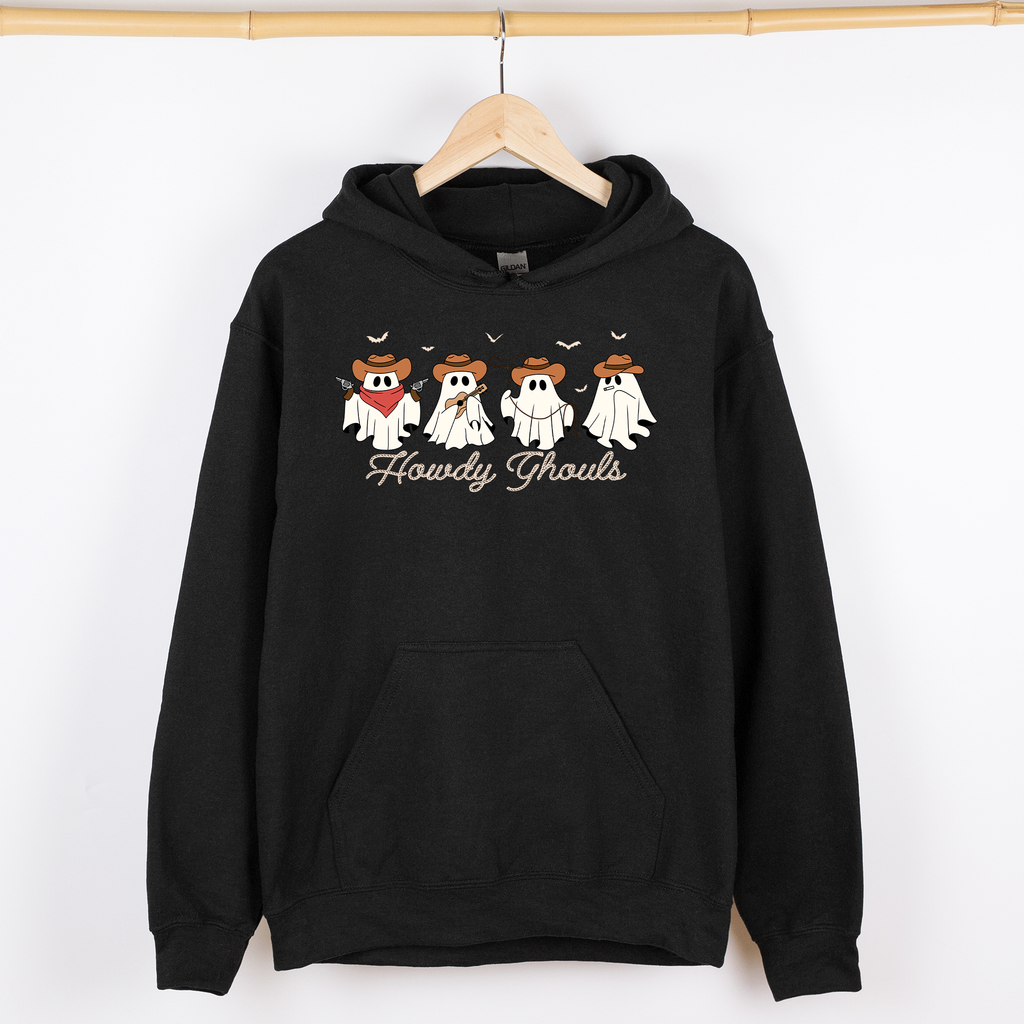 Howdy Ghouls, Cowboy Ghosts Western Halloween Graphic Hoodie