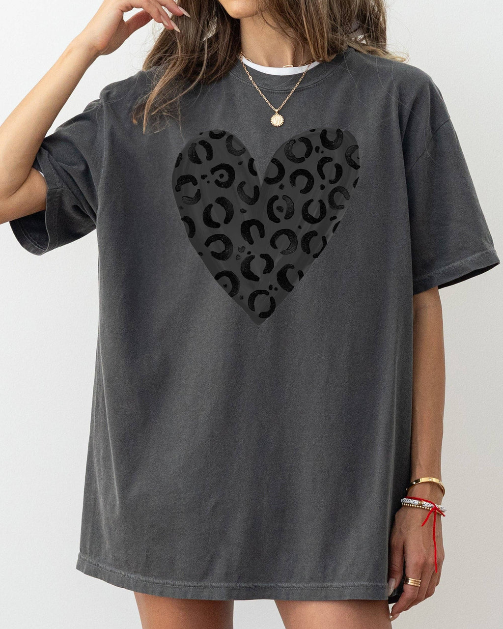 Glittery Black Leopard Print, Valentine's Day T-Shirt