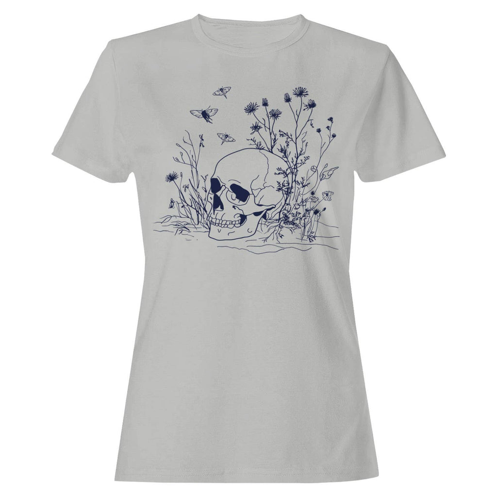Skull and Wildflowers Gothic Art Women's T-Shirt