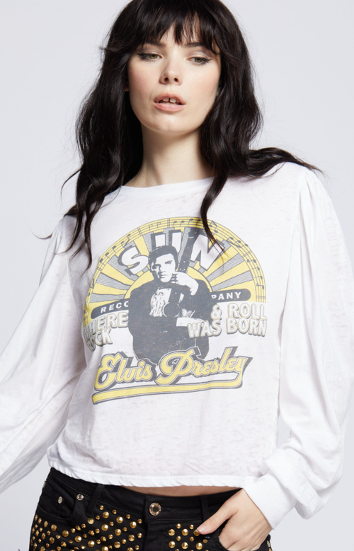 302528 - 1130 Elvis X Sun Record Ls Burn Out Tee