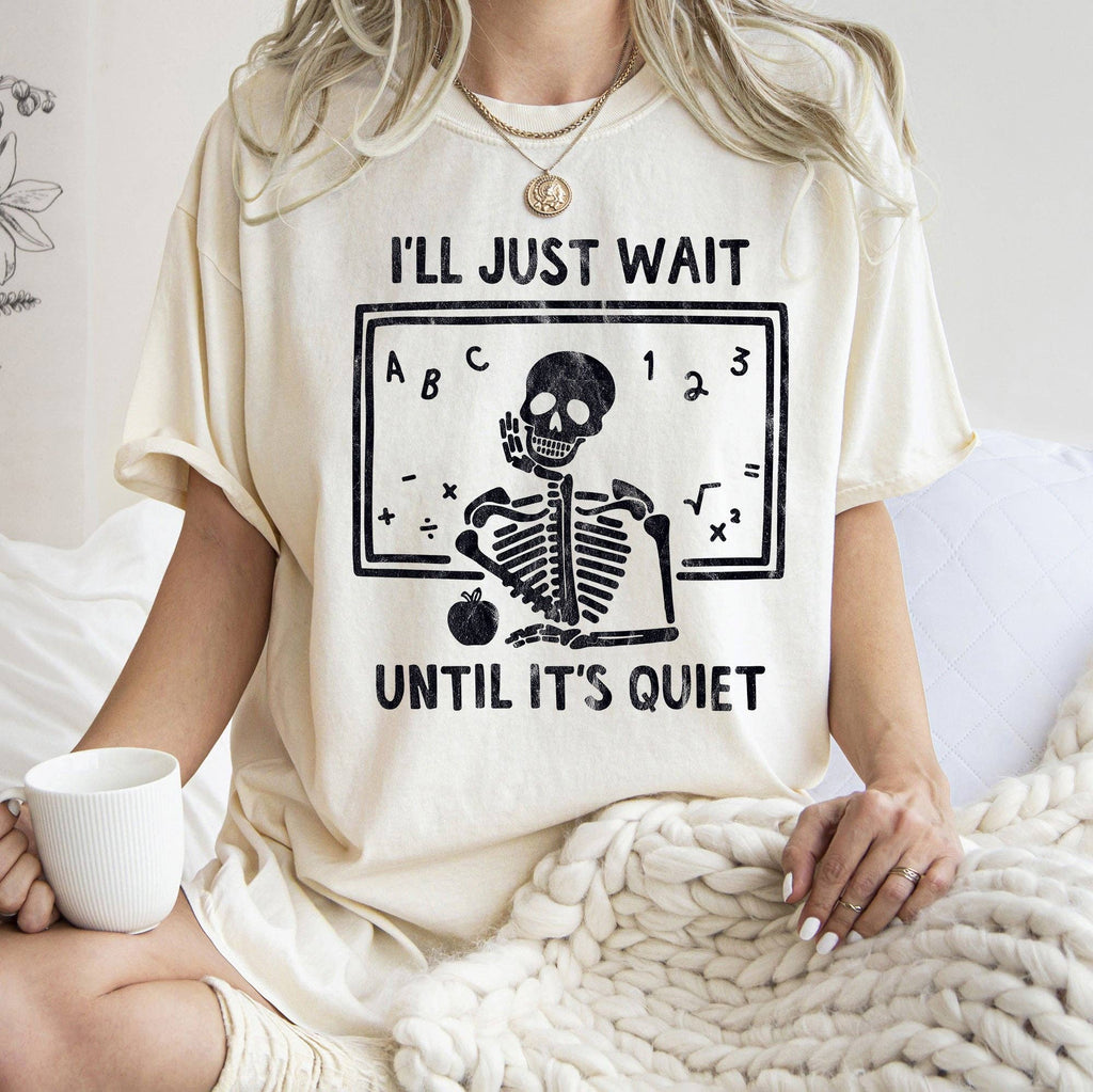 I'll Just Wait Teacher Retro Halloween T-Shirt Black Print