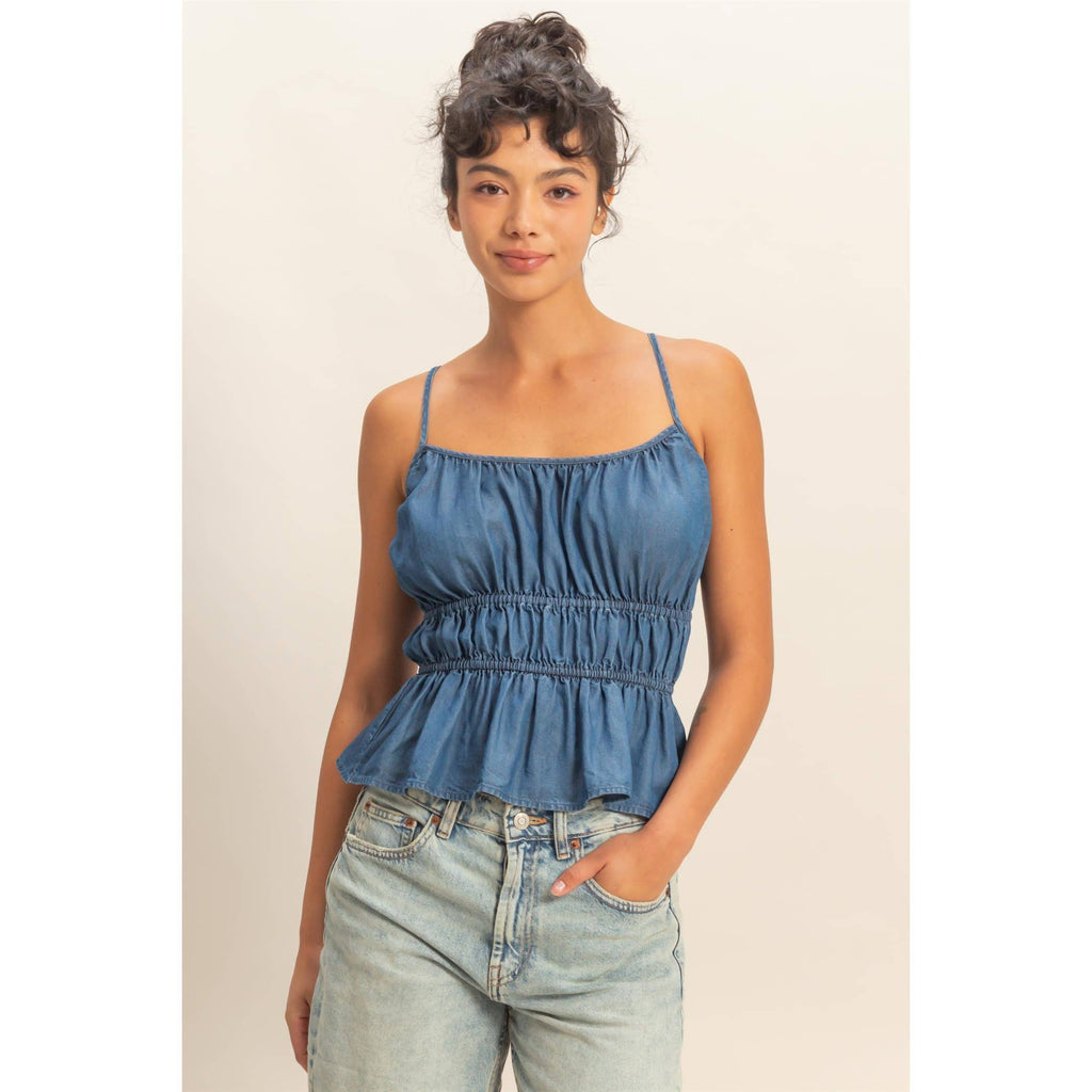 Cinched Waist Peplum Top