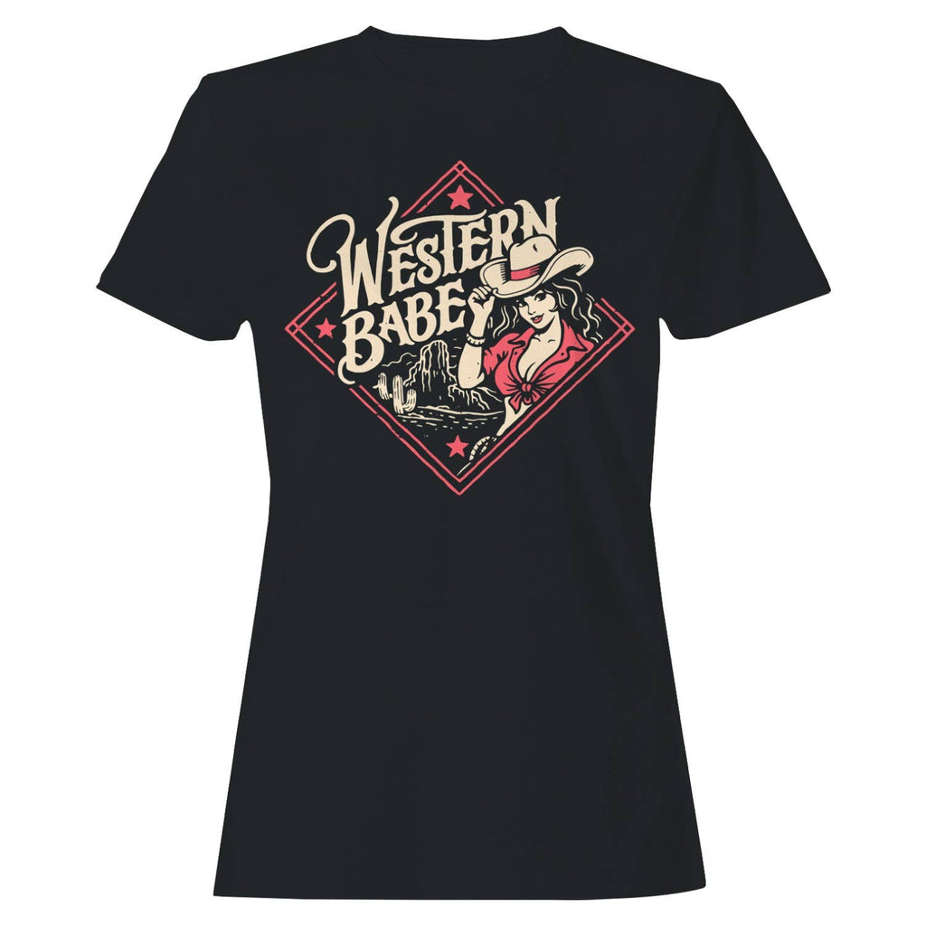 Western Retro Cowgirl Women's T-Shirt Black