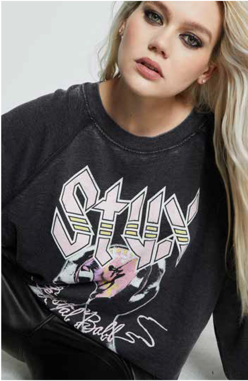 302214 - 1230 Styx Crystal Ball Ls Burnout Ls Sweatshirt