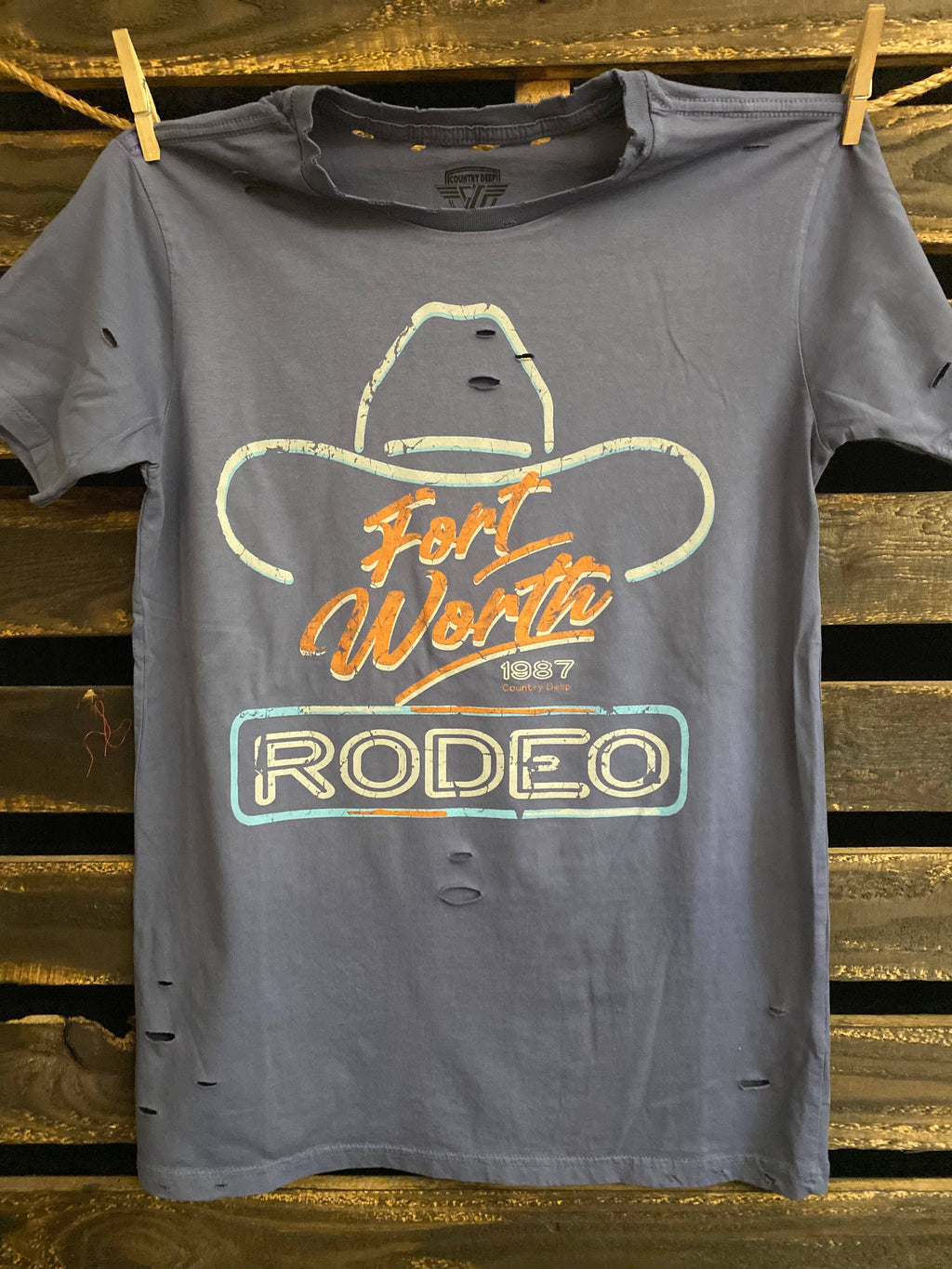 Fort Worth Rodeo 1987 Vintage  Distressed T-Shirt
