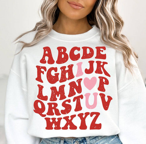 Abc-I Love You Crew Neck Sweaters