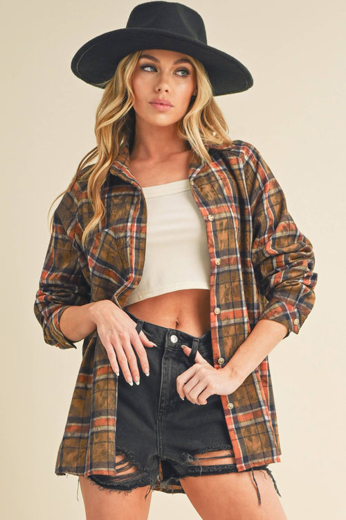 8323DN Laura Plaid Washed Flannel Shirt 5