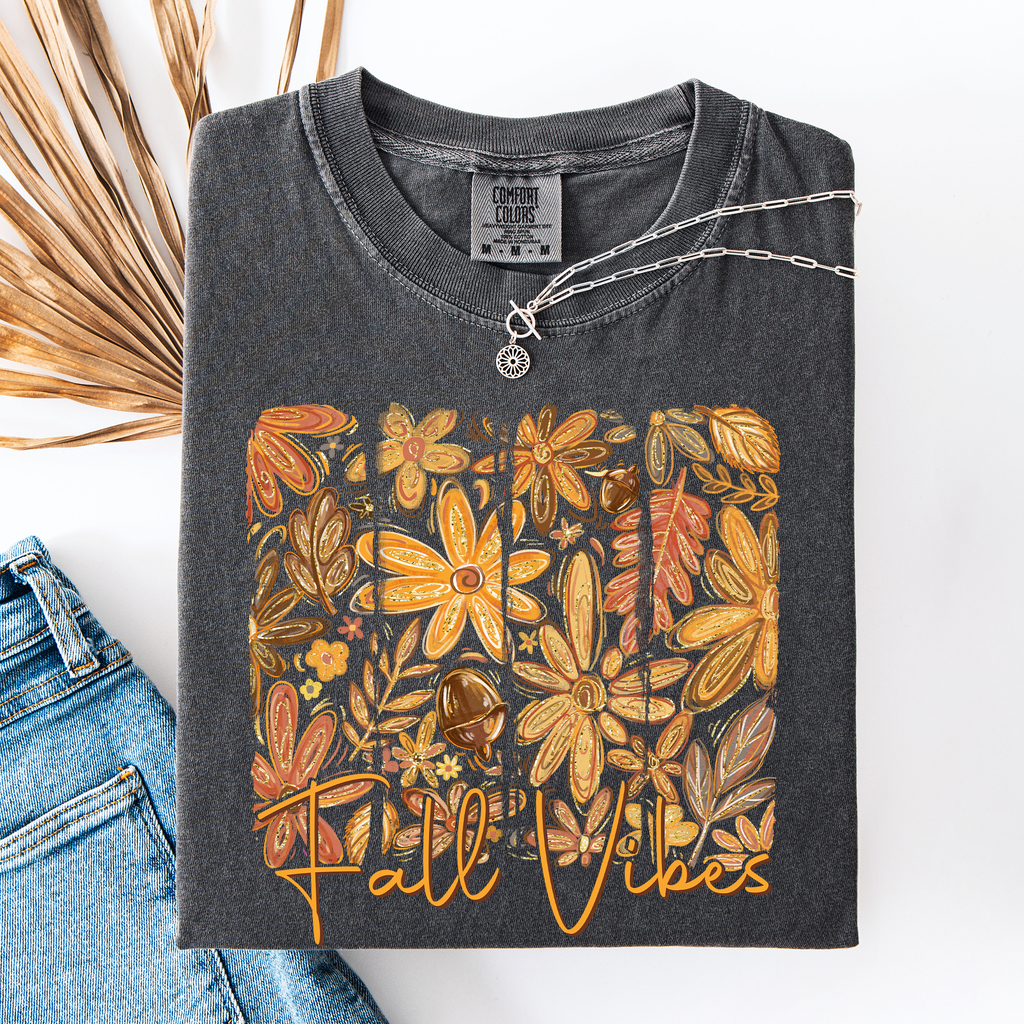 Fall Vibes, Colorful Autumn Flowers, Comfort Colors T-Shirt