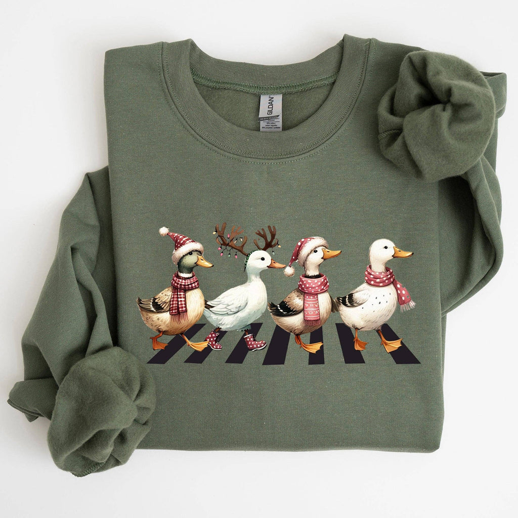 Christmas Ducks, Farm Animals, Crossing Road Sweatshirt