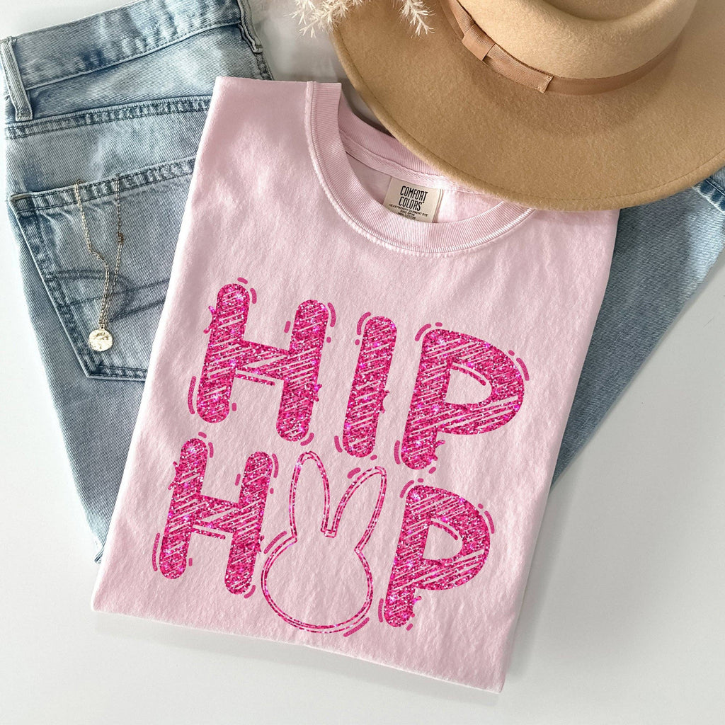 Hip Hop, Retro Glitter Effect, Bunny, Rabbit, Easter Tshirt