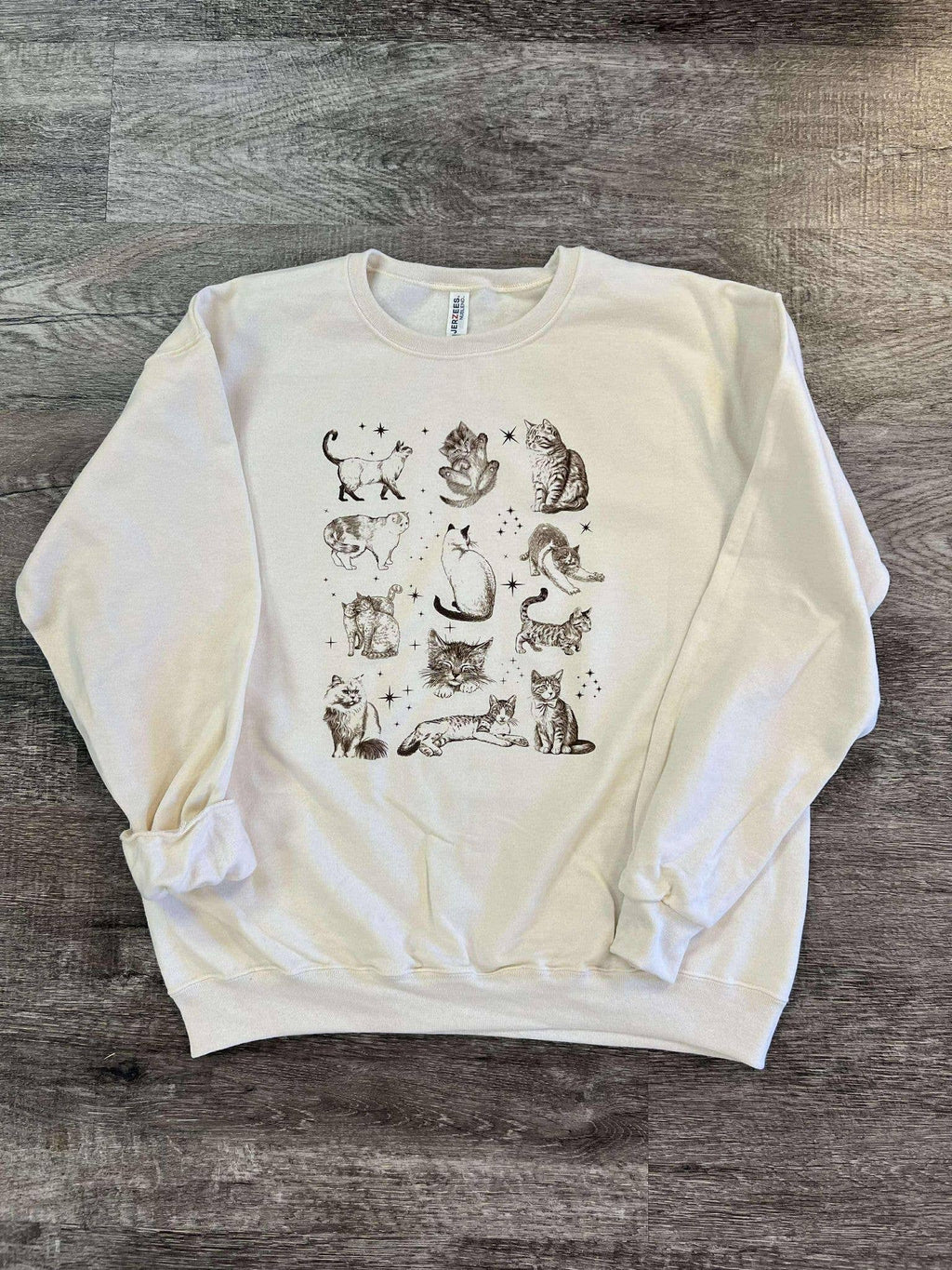 Magical Cat Collage On Cream Sweatshirt