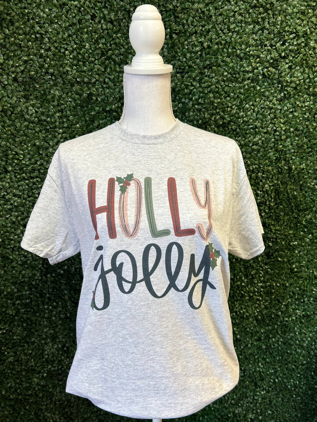 Holly Jolly On Ash Gray Tee
