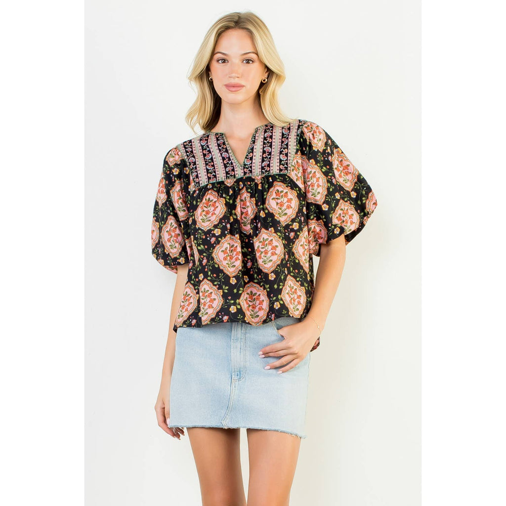 Puff Sleeve Babydoll Floral Top