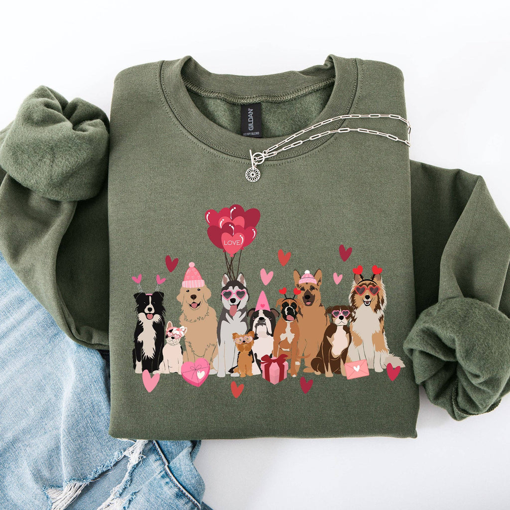Valentine's Dogs, Balloons, Animal Lover, Hearts Sweatshirt