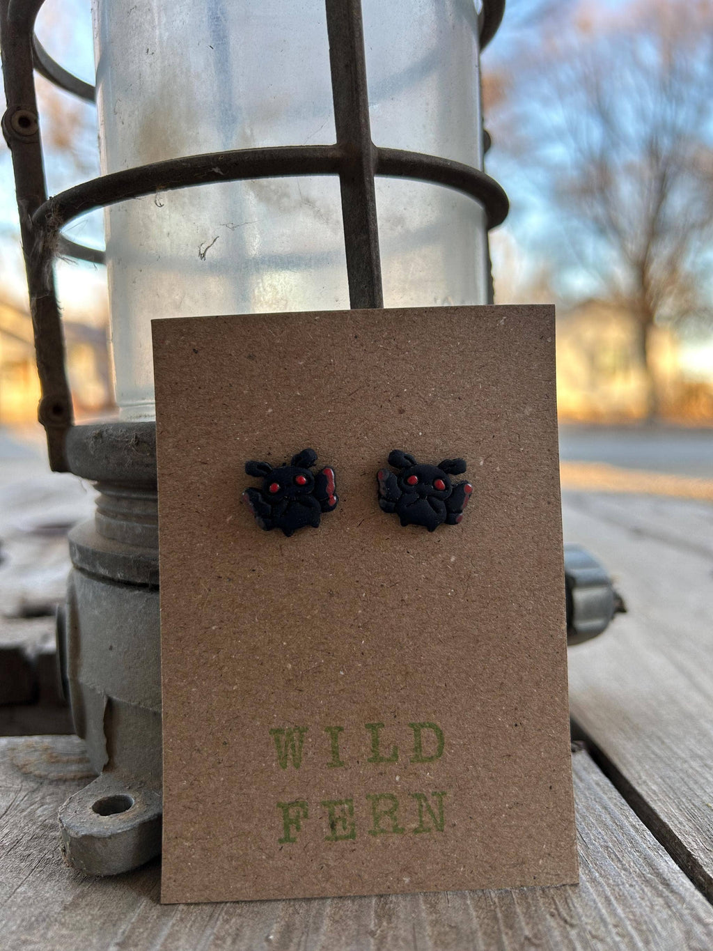 Mothman Stud Earrings, Polymer Clay Cryptid Jewelr