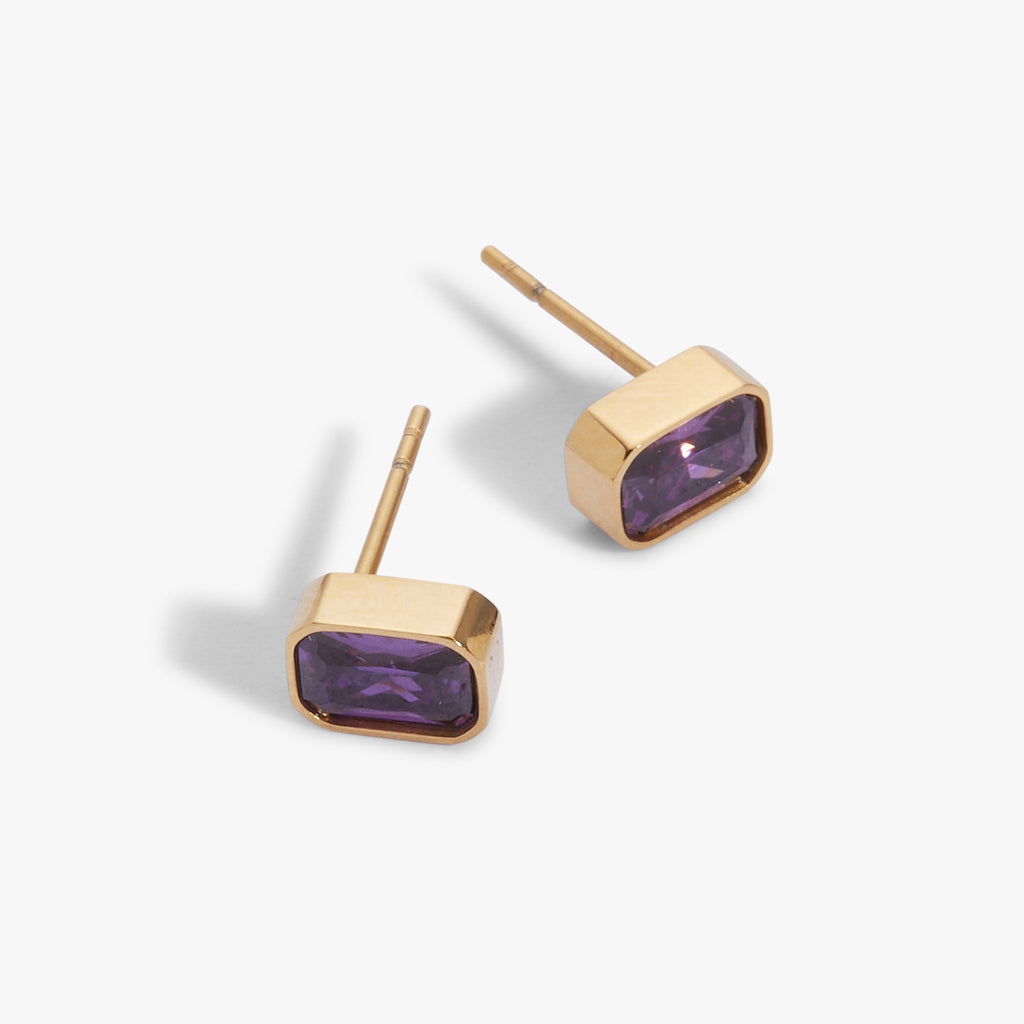 February Emerald Cut Birthstone Stud Earrings T-Shirts