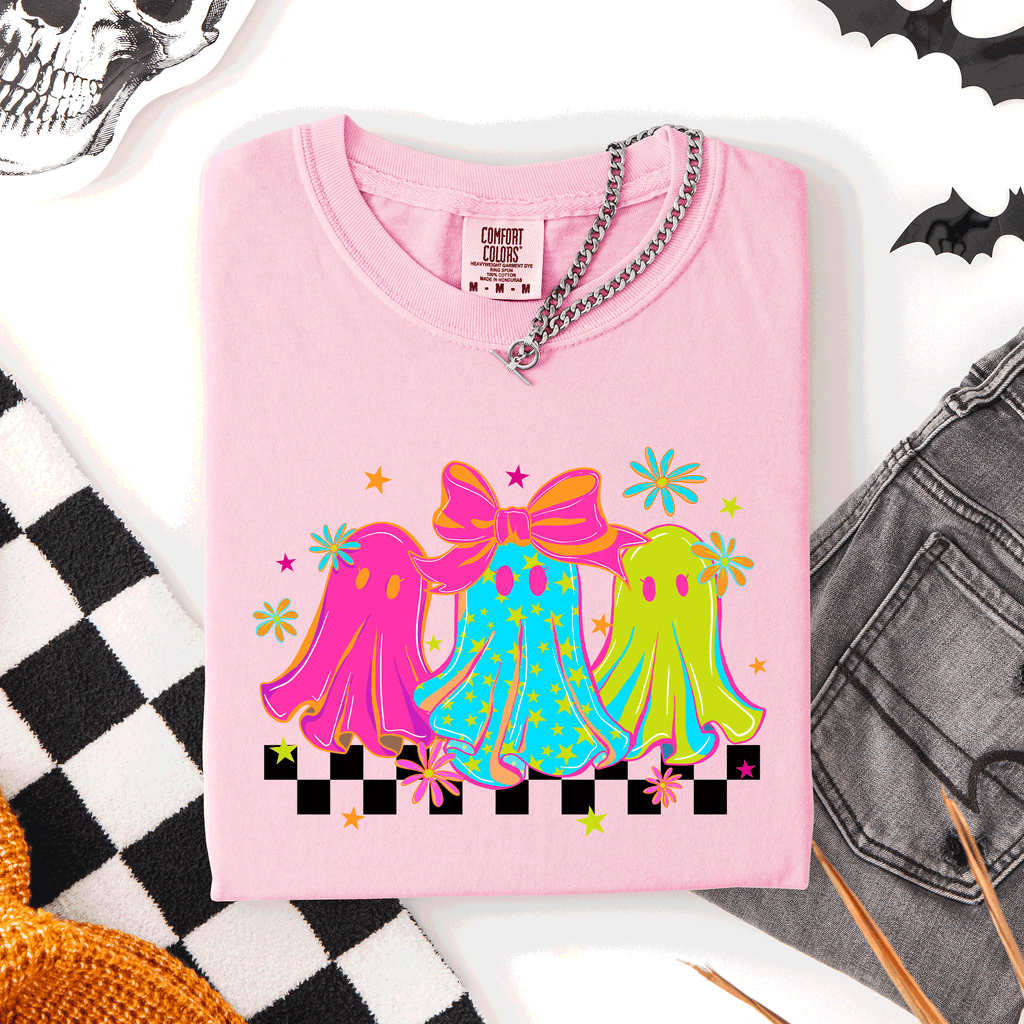 Bright and Colorful, Retro Halloween Ghosts, T-Shirt