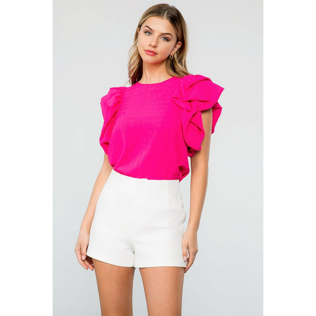 Puff Ruffle Sleeve Top