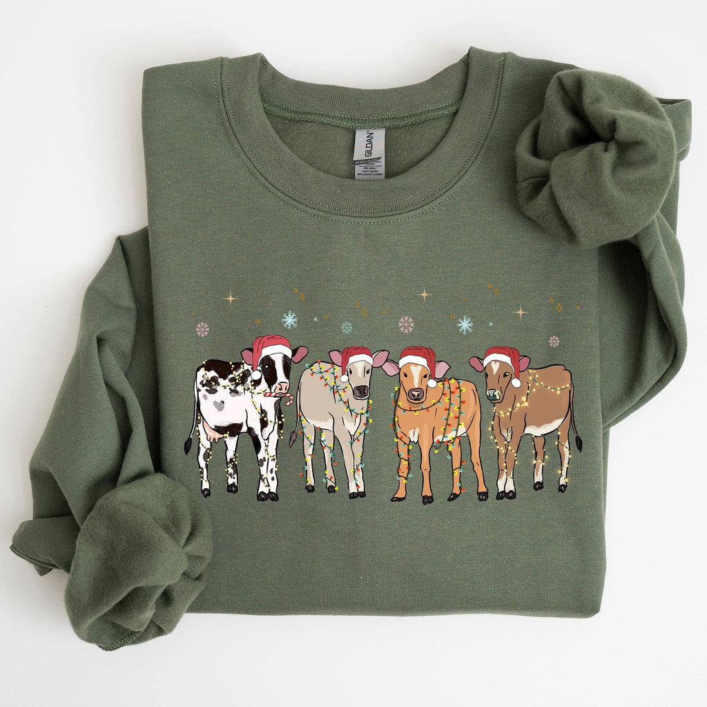 Christmas Calves, Holstein Cow Lovers Farm Life Sweatshirt